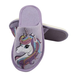 Pantufla Nene/a Unicornio Lila Talle 25-26