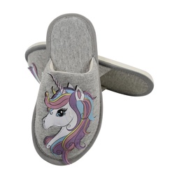 Pantufla Nene/a Unicornio Gris Talle 25-26