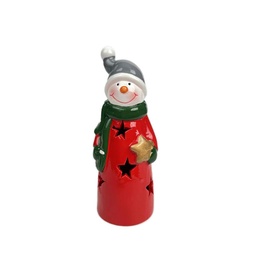 Adorno Led Ceramica 5,5X5x13cm Snowman Clasica