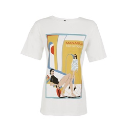 Remera Manga Corta Blanca Estampada Granada Talle Xxl