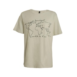 Remera Mc Beige Estampa Mundo Talle S