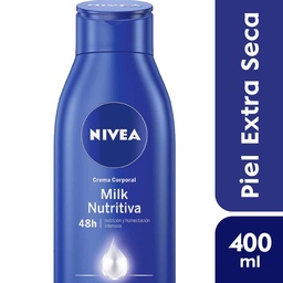 Crema Corporal Hidratante Nivea Milk Nutritiva para Piel Extra Seca en Botella x 400 ml