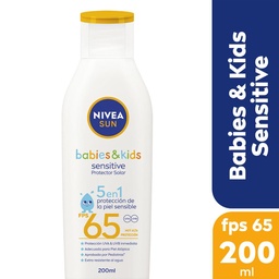 Protector Solar Nivea Sun Babies & Kids Sensitive 5 en 1 Fps 65 Piel Sensible x 200 ml