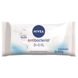 Jabón Humectante Nivea Antibacterial 3 en 1 para Todo Tipo de Piel 3 x 90 g