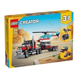 Lego Creator 3 en 1 Camión Plataforma con Helicoptero 270 Piezas