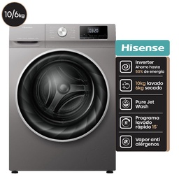 Lavasecarropas Hisense Carga Frontal 10 kg Wdqy1014t Gris