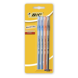 Boligrafo Bic Round Stic Varios Colores 4 Unidades