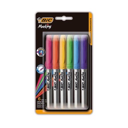 Marcador Permanente Bic Marking Varios Colores 6 Unidades