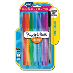 Boligrafo Paper Mate Kilometrico Inkjoy Fpo Graphics Varios Colores 8 Unidades