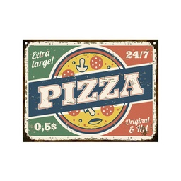 Cartel Chapa 28x20 cm Pizza 24/7