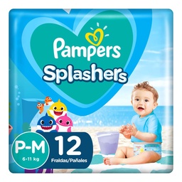 Pampers Splashers Baby Shark Pañales para Nadar Talle P-m 12 Unidades