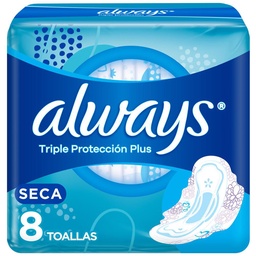 Toallitas Femeninas Always Seca Triple Protección Plus 8 un