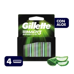Repuestos de Afeitar con Aloe Gillette Mach3 Sensitive 4 un