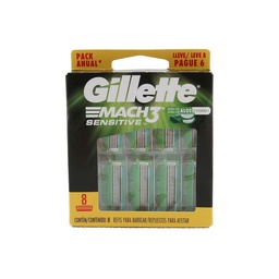 Cartucho Sensitive Gillette Mach3 8 uni