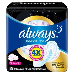 Always Comfort Fina Suave Toallas Femeninas Nocturnas 8u