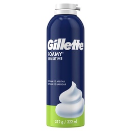 Espuma de Afeitar Gillette Foamy Sensitive, Piel Sensible, 322ml