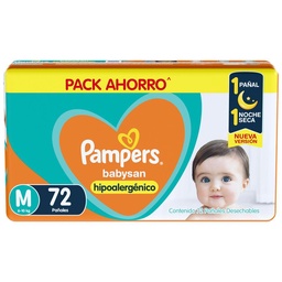 Pampers Babysan Hipoalergénico Pañales Desechables Talle m 72 Unidades