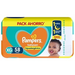 Pampers Babysan Hipoalergénico Pañales Desechables Talle Xg 58 Unidades