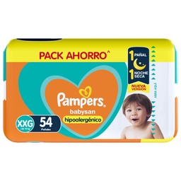 Pampers Babysan Hipoalergénico, Pañales Desechables Talle Xxg 54 Unidades