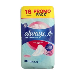 Always Xtra Triple Protección Suave Toallas 16 Unidades