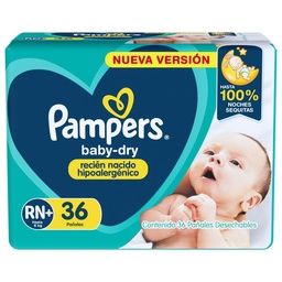 Pampers Baby Dry Recién Nacido Pañales Rn+ 36u