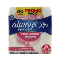 Always Xtra Diarios Sin Perfume Protectores Diarios 40 Unidades