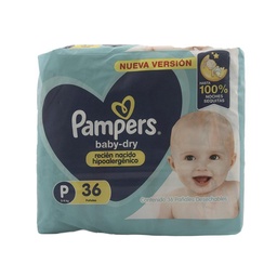 Pañal Baby-dry Hipoalergénico Talle: P Pampers 36u