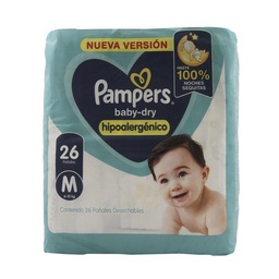 Pañal Baby-dry Hipoalergénico Talle m Pampers 26u