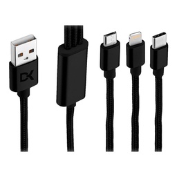 Cable  Usb Micro Usb, Usb-c, Lightning Dekkin Ca-312 N Negro