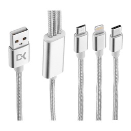 Cable  Usb Micro Usb, Usb-c, Lightning Dekkin Ca-312 S Plata