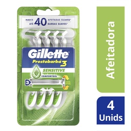 Máquinas para Afeitar Gillette Prestobarba3 Sensitive 4 Unidades