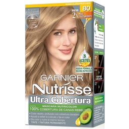 Kit Completo de Coloración Permanente Nutrisse Ultra Cobertura Tono 80 Rubio Claro Profundo x 45 gr