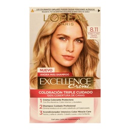 Kit Excellence Creme N8.11 Rubio Claro Ceniza Intenso Loreal 1u.