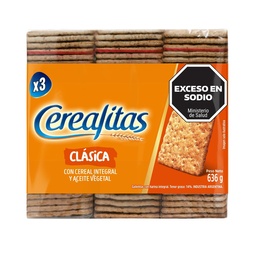 Galletitas con Cereal Integral Clásica x3 u. Cerealitas 636g