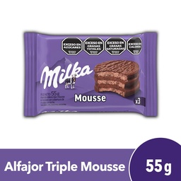 Alfajor Triple Milka Mousse 55g.