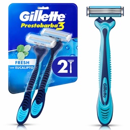 Máquina de Afeitar Gillette Prestobarba3 Fresh con Eucalipto y 3 Hojas, 2 Uds