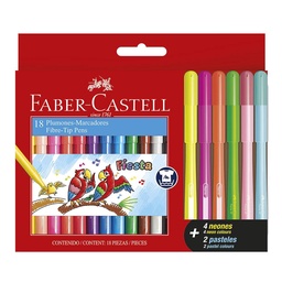 Marcador Faber Castell Fiesta 45 12 Unidades + 4 Neón + 2 Pastel