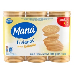 Galletitas Dulces Sabor Vainilla Maná 408 grm