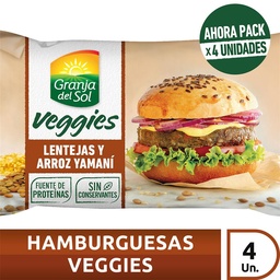 Medallones Vegetales Veggies   4 uni x 105 gr Lentejas y Arroz Yamaní