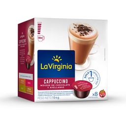 Café Cápsulas Cappuccino Mousse de Chocolate y Avellanas La Virginia Cja 104 grm