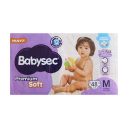 Pañales Babysec Premium Soft m 48 un