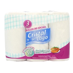 Rollos de Cocina Doble Hoja x 3 Cristal de Paq 150 Pan