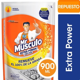 Limpiador de Cocina Mr. Músculo Líquido Extra Power Limón Repuesto 900ml