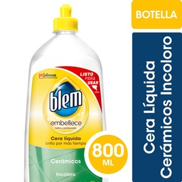 Cera Líquida Pisos Cerámicos Blem Incoloro Botella 800ml