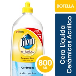 Cera Líquida Pisos Cerámico Acrílico Blem Botella 800ml