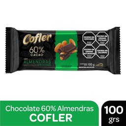 Chocolate 60% Cacao Almendras Cofler 100g