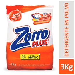 Jabon en Polvo Matic Plus Zorro 3kg