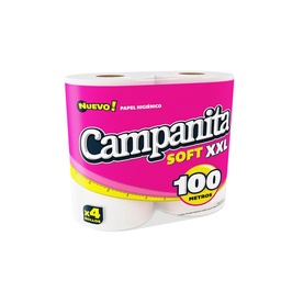 Papel Higiénico Campanita Soft Xxl Simple Hoja Paquete 4 Unidades