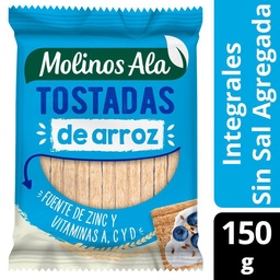 Tostaditas de Arroz Integral Sin Sal Molinos Ala 150g