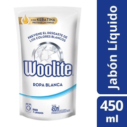 Woolite Jabón Líquido para Ropa Extra Blanca en Máquina Repuesto 450ml